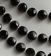 8 inch strand Black Spinel Gemstone Faceted Coin