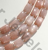 Pink Moonstone Faceted Rectangle