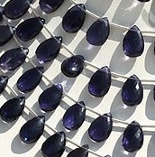 8 inch strand Iolite Gemstone Beads  Flat Pear Briolette