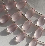 8 inch strand Rose Quartz Gemstone Flat Pear Briolette