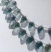 8 inch strand Fluorite Gemstone Beads  Carved Leaf
