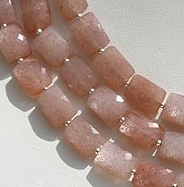 8 inch strand Pink Moonstone Faceted Rectangle