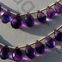Amethyst Gemstone Beads  Flat Pear Briolette