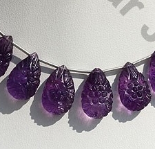 wholesale Amethyst Carved Flat Pear