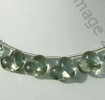 Green Amethyst Gemstone Chubby Heart beads