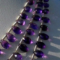 Amethyst Gemstone Beads  Flat Pear Briolette
