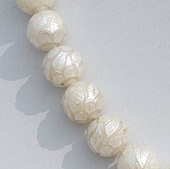 8 inch strand Pearl Carved Round