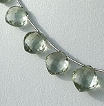 8 inch strand Green Amethyst Gemstone Cushion Beads