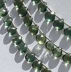 8 inch strand Green Apatite Gemstone Heart Briolette