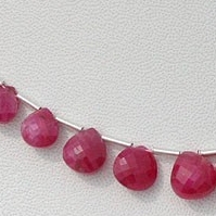 8 inch strand Pink Sapphire Gemstone  Heart Briolette