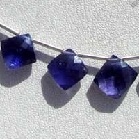 Iolite Gemstone Beads Puffed Diamond Cut