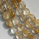 16 inch strand Golden Rutilated Quartz Oval Faceted