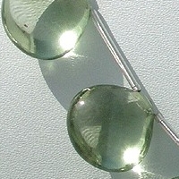 8 inch strand Green Amethyst Gemstone Heart Plain