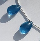 8 inch strand Blue Topaz Gemstone  Flat Pear Briolette
