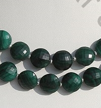 Malachite Gemstone Faceted Coin