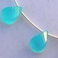 8 inch strand Dyed Blue Chalcedony  Twisted Tear Drops