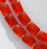 8 inch strand Carnelian Gemstone Faceted Rectangle