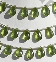 Peridot Gemstone Beads  Flat Pear Briolette
