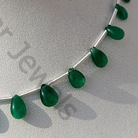 Emerald Gemstone Beads  Flat Pear Plain