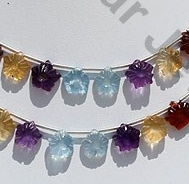Semi Precious Multi  Gemstone Flower Beads