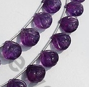 Amethyst Gemstone Carved Heart Beads