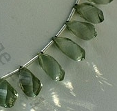 Green Amethyst Gemstone Twisted Tear drops beads