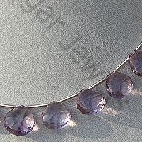 8 inch strand Pink Amethyst  Concave Cut Faceted Heart