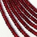 Red Spinal Faceted Rondelle