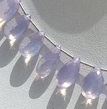 8 inch strand Lavender Quartz Gemstone Flat Pear Briolette