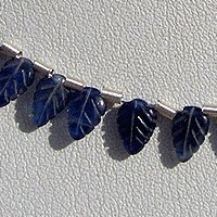 8 inch strand Sapphire Gemstone Carved Leaf