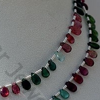 Tourmaline Gemstone Beads Flat Pear Briolette