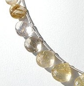 8 inch strand Golden Rutilated Quartz Heart Briolette