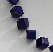 8 inch strand Lapis Gemstone Faceted Cube