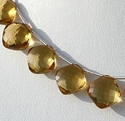 8 inch strand Cognac Quartz Gemstone Cushion Beads