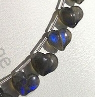 8 inch strand Labradorite Blue Power Chubby Heart Plain Beads