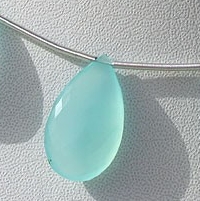 Dyed Blue Chalcedony  Flat Pear Briolette
