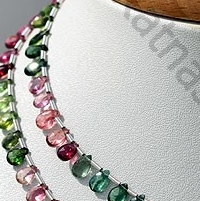 8 inch strand Tourmaline Gemstone Beads Flat Pear Briolette