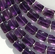 16 inch strand Amethyst Gemstone Beads  Faceted Rectangles