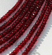 Red Spinal Faceted Rondelle