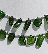 wholesale Chrome Diopside Carved Leaf Beads