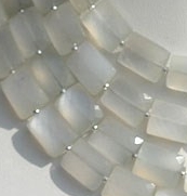 8 inch strand White Moonstone Faceted Rectangle