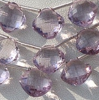 8 inch strand Pink Amethyst  Puffed Diamond Cut