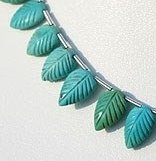 8 inch strand Sleeping Beauty Turquoise Carved leaf