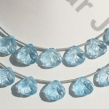 Blue Topaz Carved Heart Beads