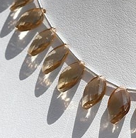 8 inch strand Champagne Citrine  Twisted Flat Pear