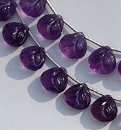 Amethyst Gemstone Carved Heart Beads
