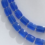 8 inch strand Navy Blue Chalcedony Faceted Rectangle