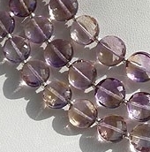 8 inch strand Ametrine Gemstone Faceted Coin