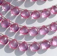 wholesale Pink Topaz Gemstone Heart Briolette
