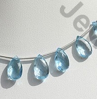 Blue Topaz Gemstone  Flat Pear Briolette
